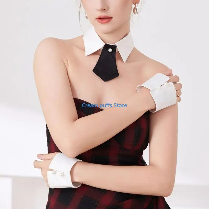 50LE Stage Styling Collar and Wrist Cuffs Accessory Set for Women in Polyester