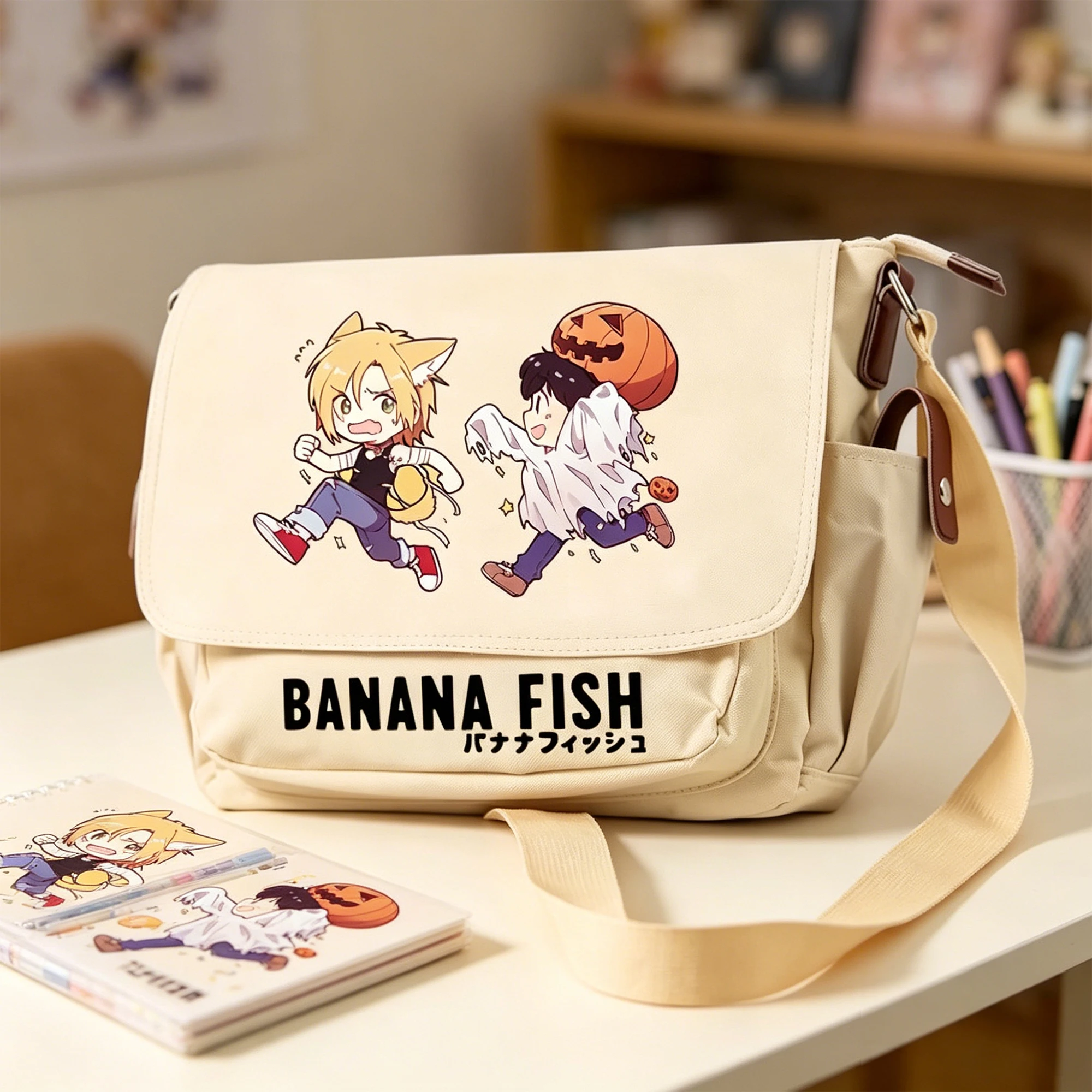 

Anime Banana Fish Crossbody Bags Travel Adjustable Shoulder Bag Students Bookbag Oxford School Daypacks Boys Messenger Bag