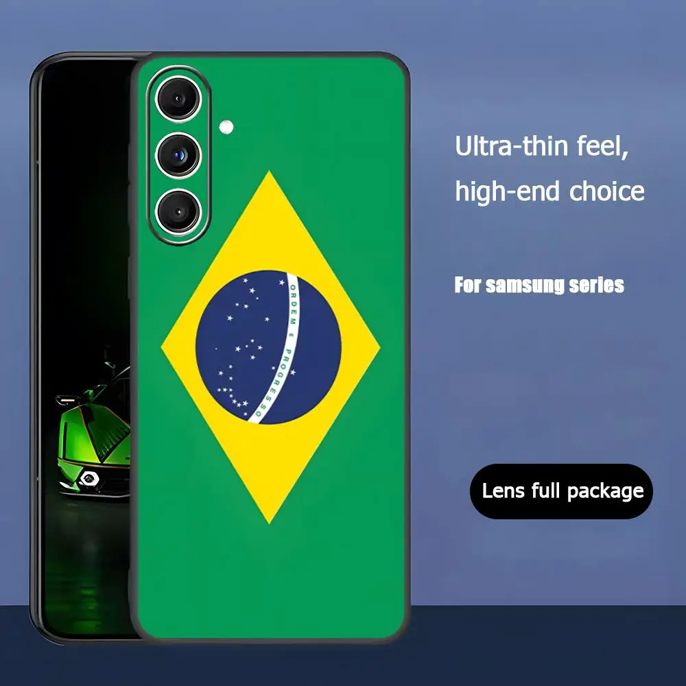 الفن البرازيل العلم شعبية تصميم جراب هاتف لسامسونج غالاكسي S25 S24 S23 S22 S21 S20 زائد الترا نوت 20 لينة الأسود #2