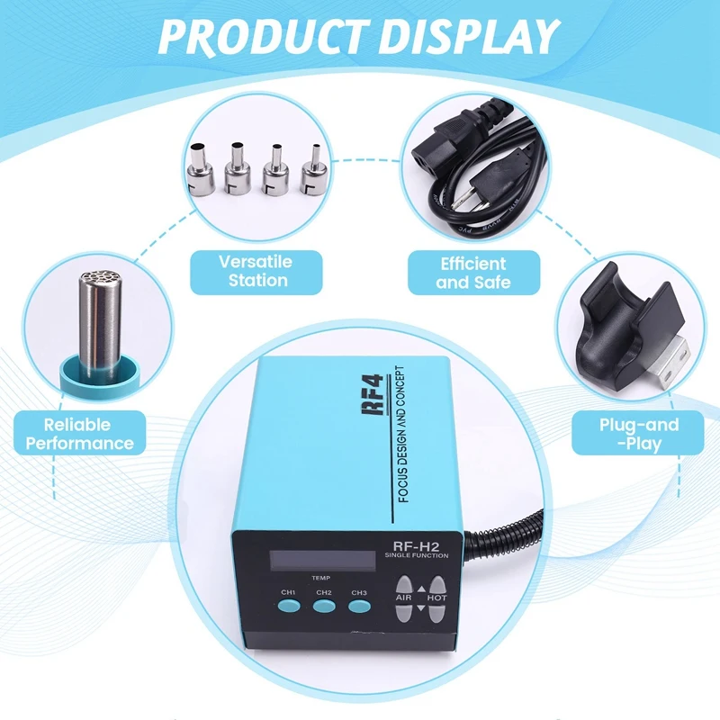 RF-H2 1000W Fast Desoldering Hot Air Tool Soldering Station Digital Intelligent BGA Rework Station To PCB Chip