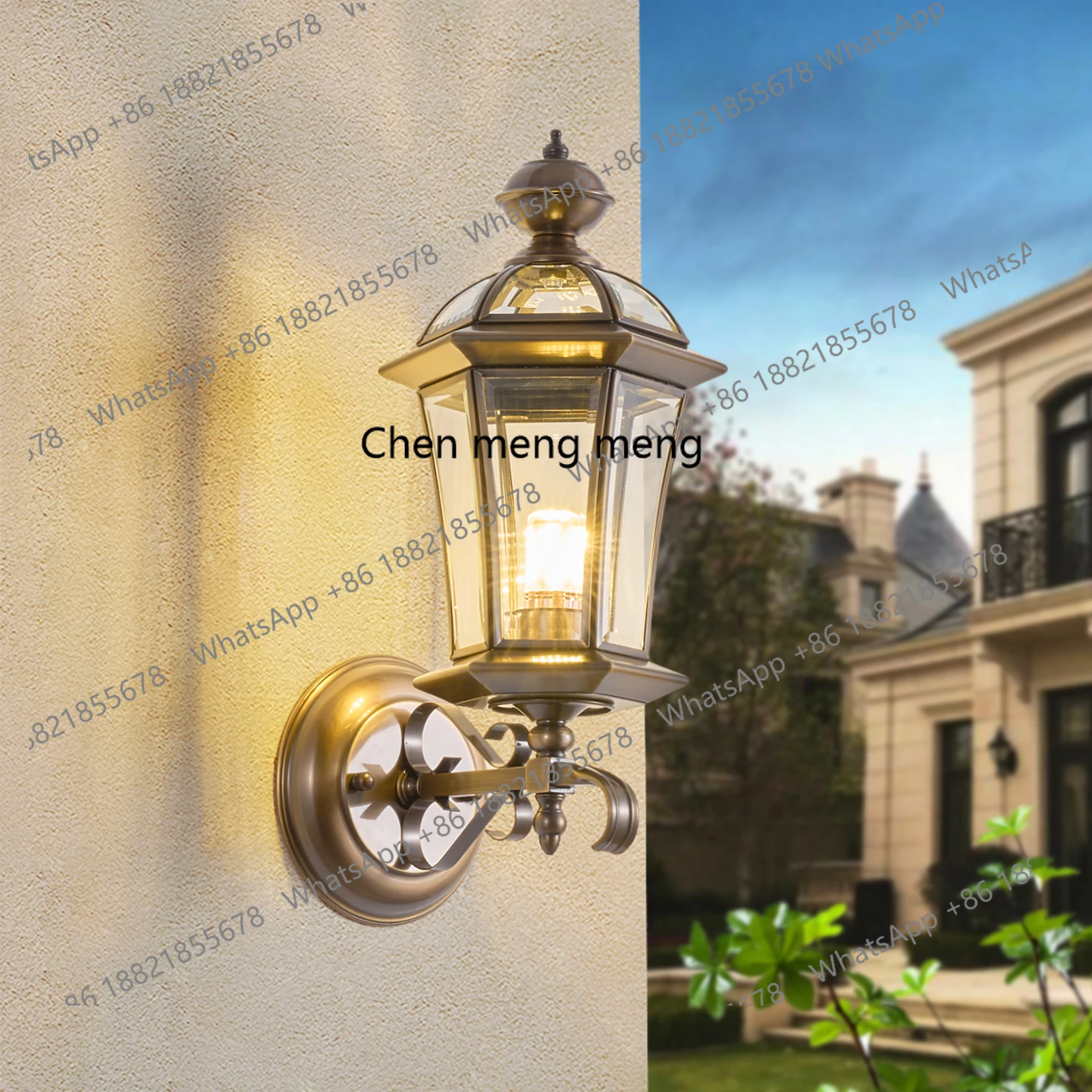 

Полностью медный уличный настенный светильник в европейском стиле, водонепроницаемая лампа для двери виллы, двора, балкона, террасы, карниза