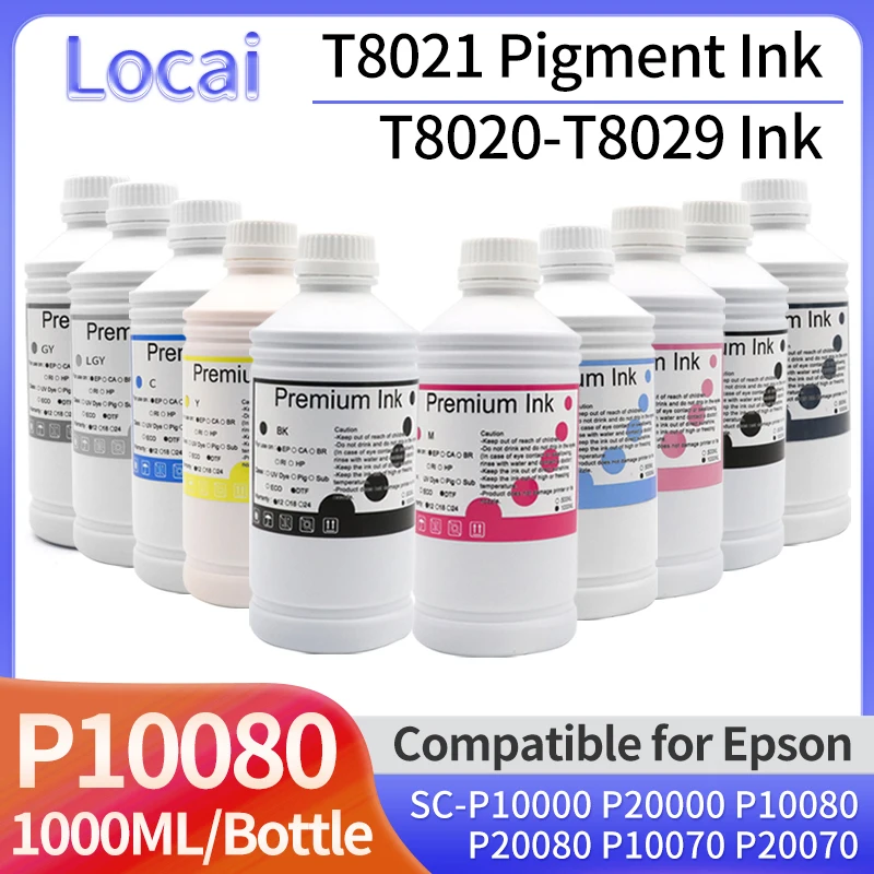 1000ml Pigment Ink Bulk Refill Compatilbe for EPSON SC-P10000 P20000 P10080 P20080 P10070 P20070 Printer Printing T8021 T8020