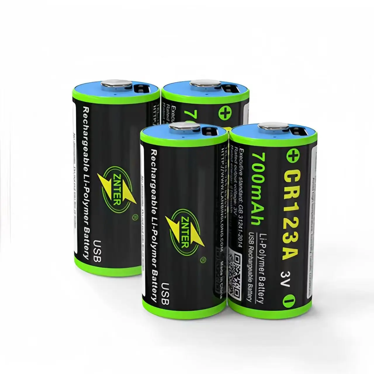 4PCS ZNTER 700mAh CR123A oplaadbare lithiumbatterij 3.0V USB oplaadbare batterij Instrument camera rookmelder flash
