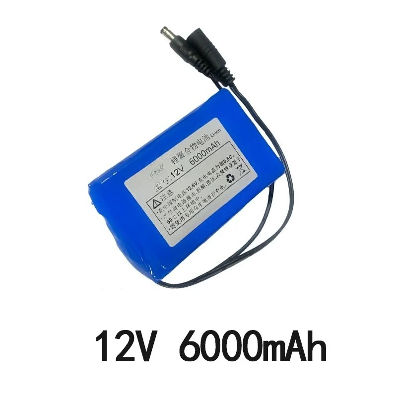 for Lede 12V Lithium Battery 6000mAh Rechargeable 11.1V 12.6V 3S Polymer Li-ion Battery Pack