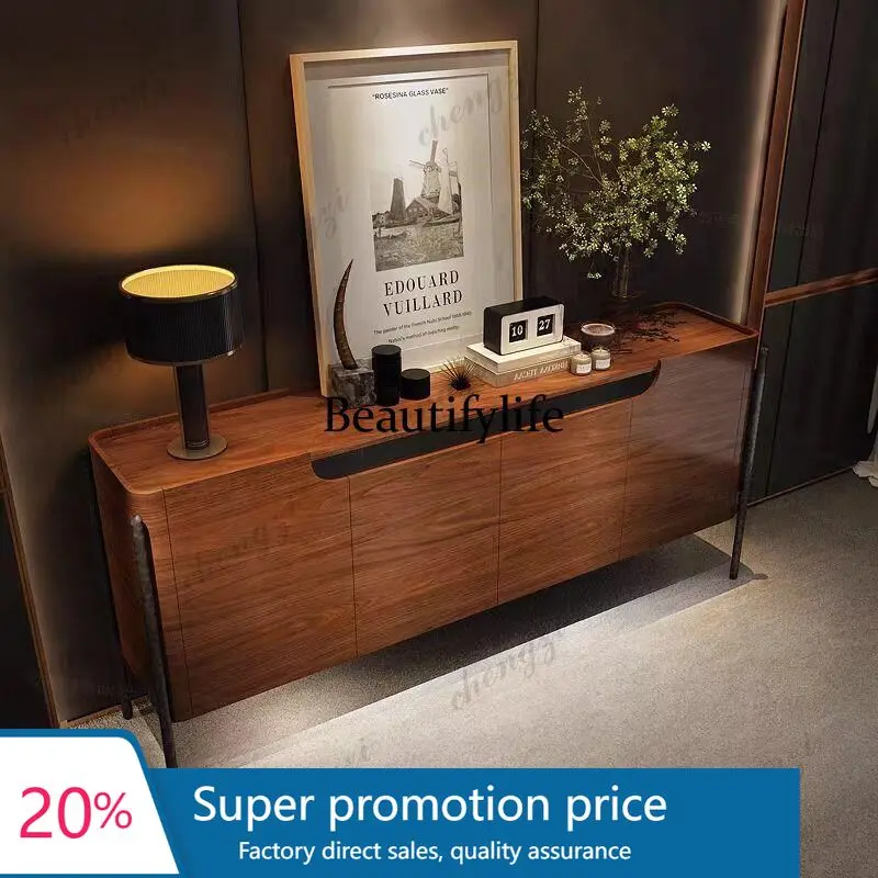 C132 French Retro Porch Cabinet Solid Wood Italian Marble Dining Sideboard Living Room Locker Antique Style Storage