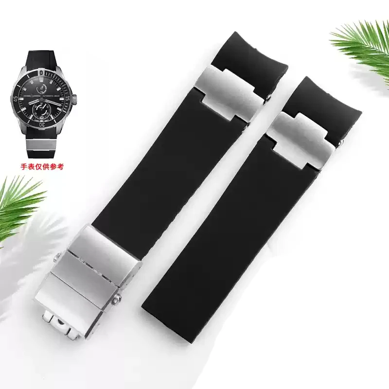 

25mm*12mm Watch accessories Waterproof Silicone Rubber Watch Band Wrist WatchBand Belt For Ulysse Nardin Men Strap