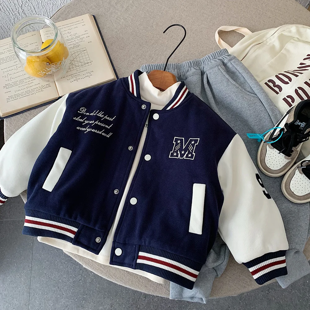 

Children's Winter Baseball Jackets, Thickened Baseball Jackets, Big Kids' Warm Coats, Sporty Cotton Jackets for Girls and Boys