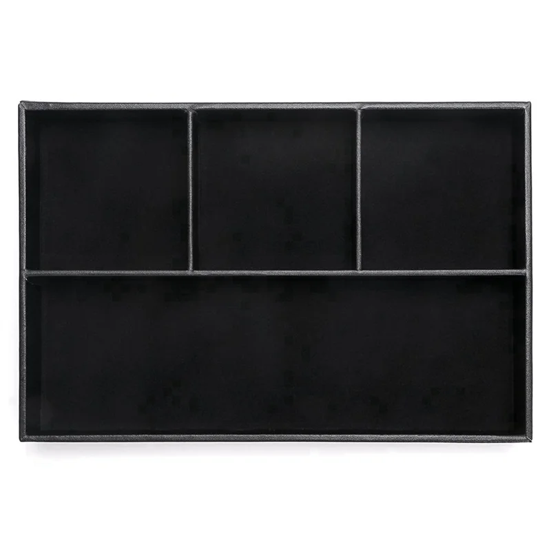 

EDT-4X 4 Slots Desk Drawer Organizer, Pu Leather Drawer Storage Organizer Divider For Office Desk Supplies Value(Black)