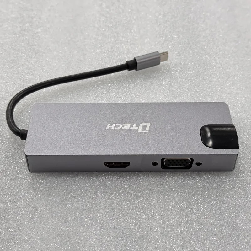 

DTECH DT-3323 Многопортовый концентратор USB3.0 типа C VGA HDMI RJ45 Интерфейс расширения Док-станция Многофункциональный преобразователь