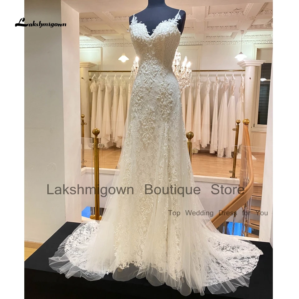 

Lakshmigown Luxury Women Wedding Dress Mermaid Style 2023 Robe Vintage Lace Bridal Wedding Gowns Beading Spaghetti Straps