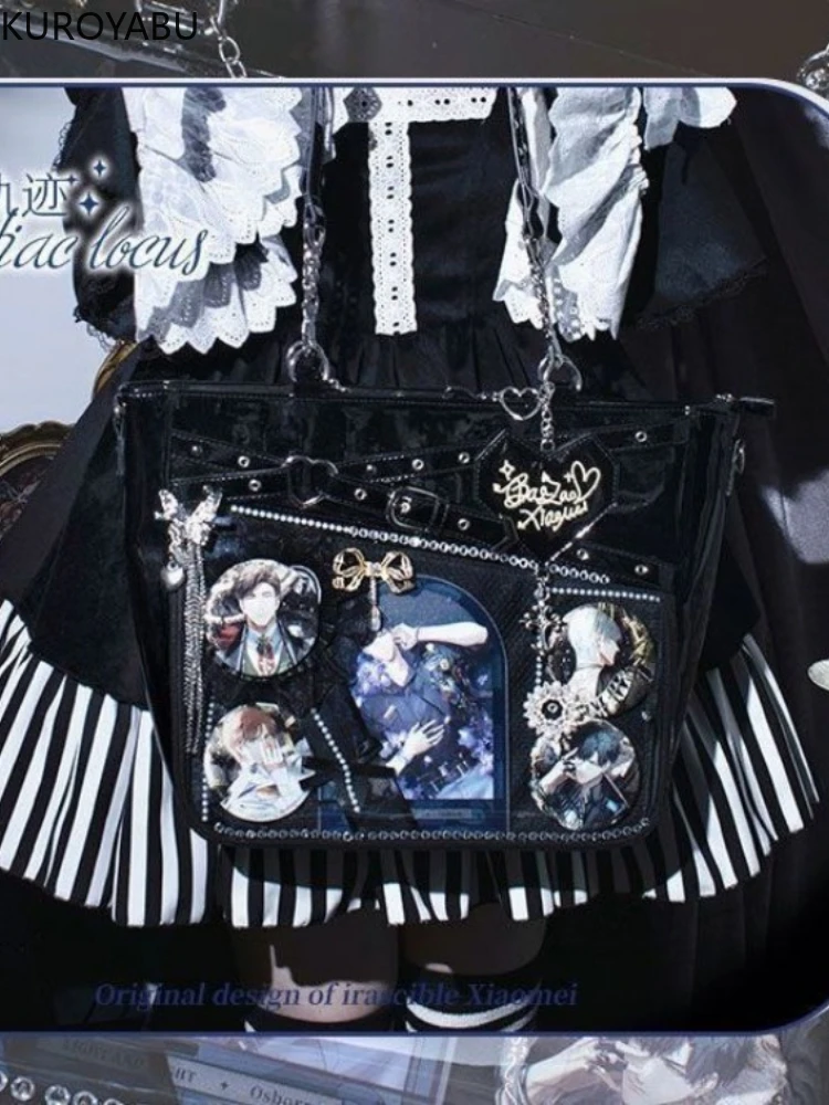 Japanese Y2k Bag Large Capacity Transparent Pain Layer Crossbody Bag Love Chic Chain Ulzzang Shoulder Bag 2024 Bolsos De Hombro