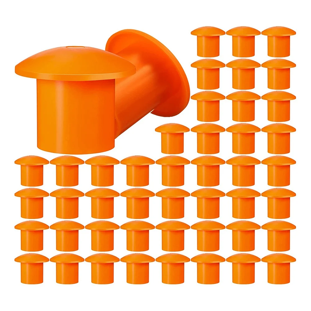 100 Pcs Mushroom Rebar Cap Plastic Mushroom Rebar Safety Caps for Rebar 3 to 7, Orange Color, 2.36 x 2.17 x 1.5 Inches