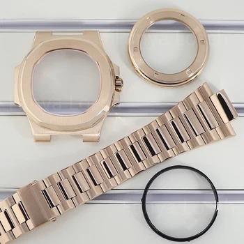 Cassa e cinturino per orologio NH35 in oro rosa 40mm in acciaio inossidabile 316L per Nautilus Seiko NH34 NH35 NH36 NH38 movimento parti del quadrante da 30,8 mm