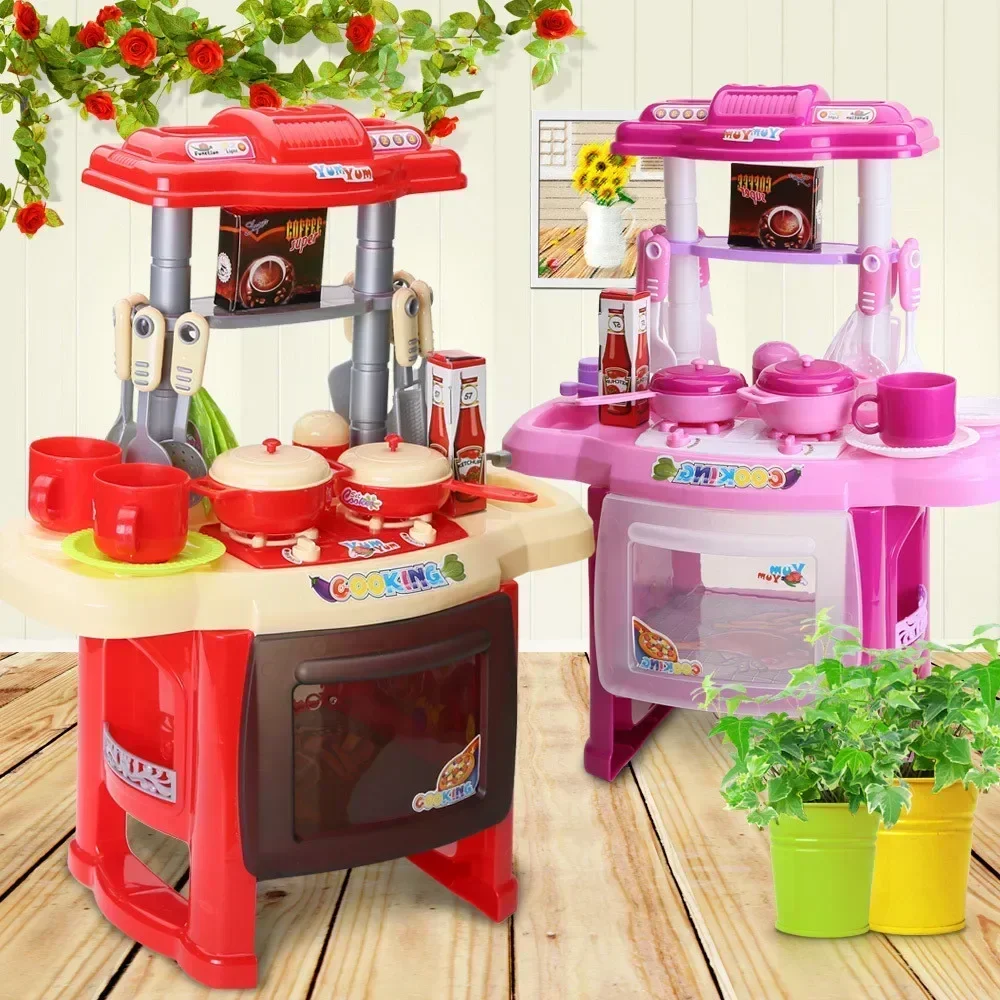 [Funny] Play house toy 22pcs/set baby mini kitchen sounding cookhouse set toy fun cooking game tools Pretend play kids best gift