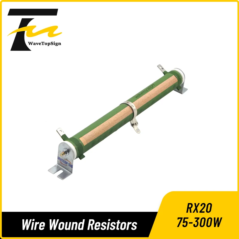 WaveTopSign High-power Tube Type Wire Wound Resistors RX20 Ceramic Resistor 75-300W Resistance Range Adjustable