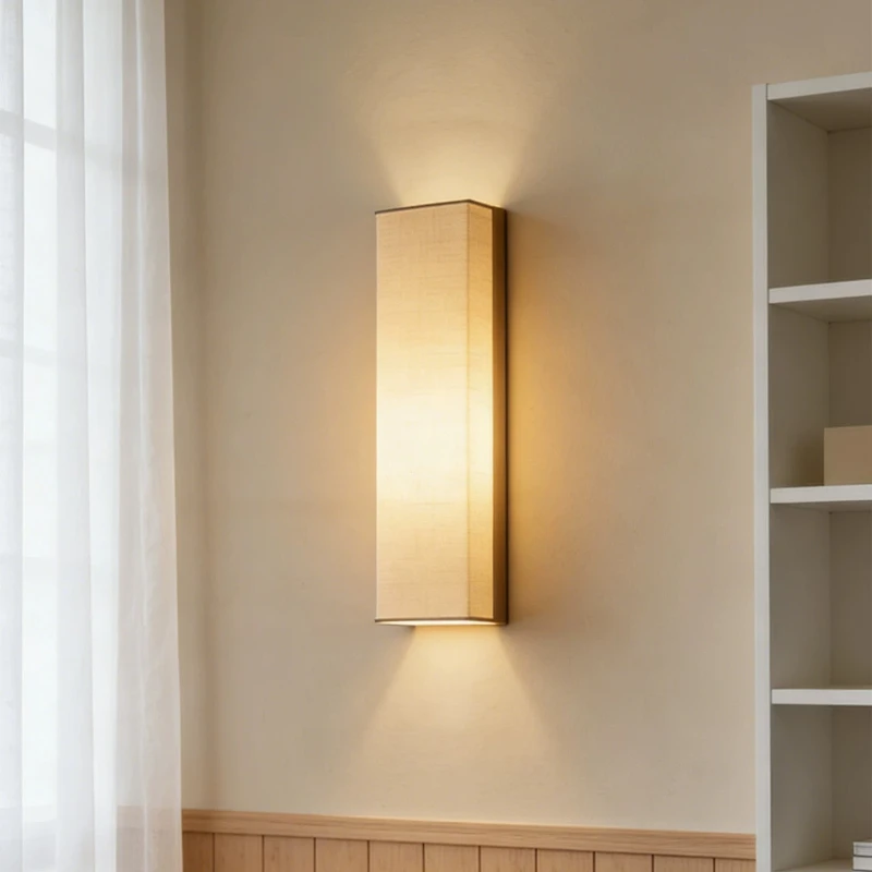 

Designer Wabi Sabi Style Rectangular Fabric Wall Lamp LED Bedroom Living Room Corridor Homestay Modern Minimalism Sconces Lights