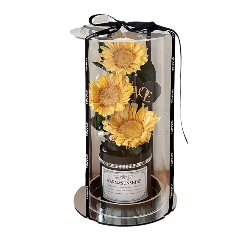 Graduation season flower gift: sunflower round barrel ornament, handheld flower box, souvenir