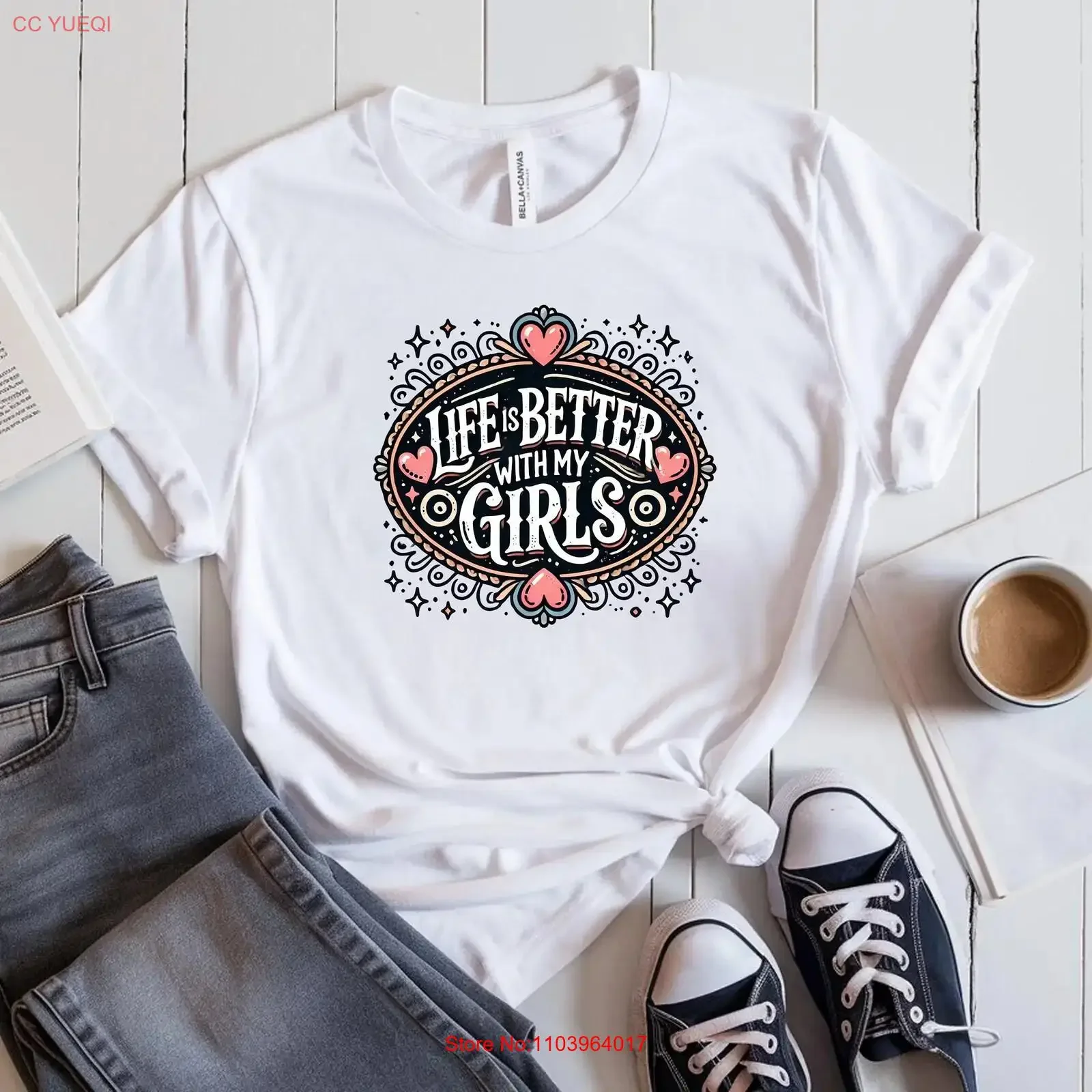 Camiseta Mom Life Hearts, regalo para el día de la madre de las mis niñas, camiseta de amor familiar, mejor juntos, mamá, vintage, lavada, Unisex