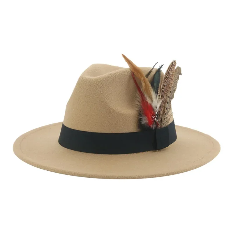 Hat Fedoras Winter Women Hats Men Felt Hat Feather Luxury Fashion Casual Wedding Decorate Men Women Fedora Chapeau Femme Bonnet