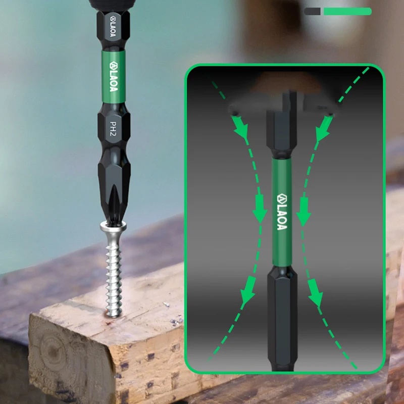 LAOA 2pcs Alloy Steel Non-Slip Impact-Resistant Cross Bit, Plum Blossom Word, Strong Magnetic Hexagon Socket Head
