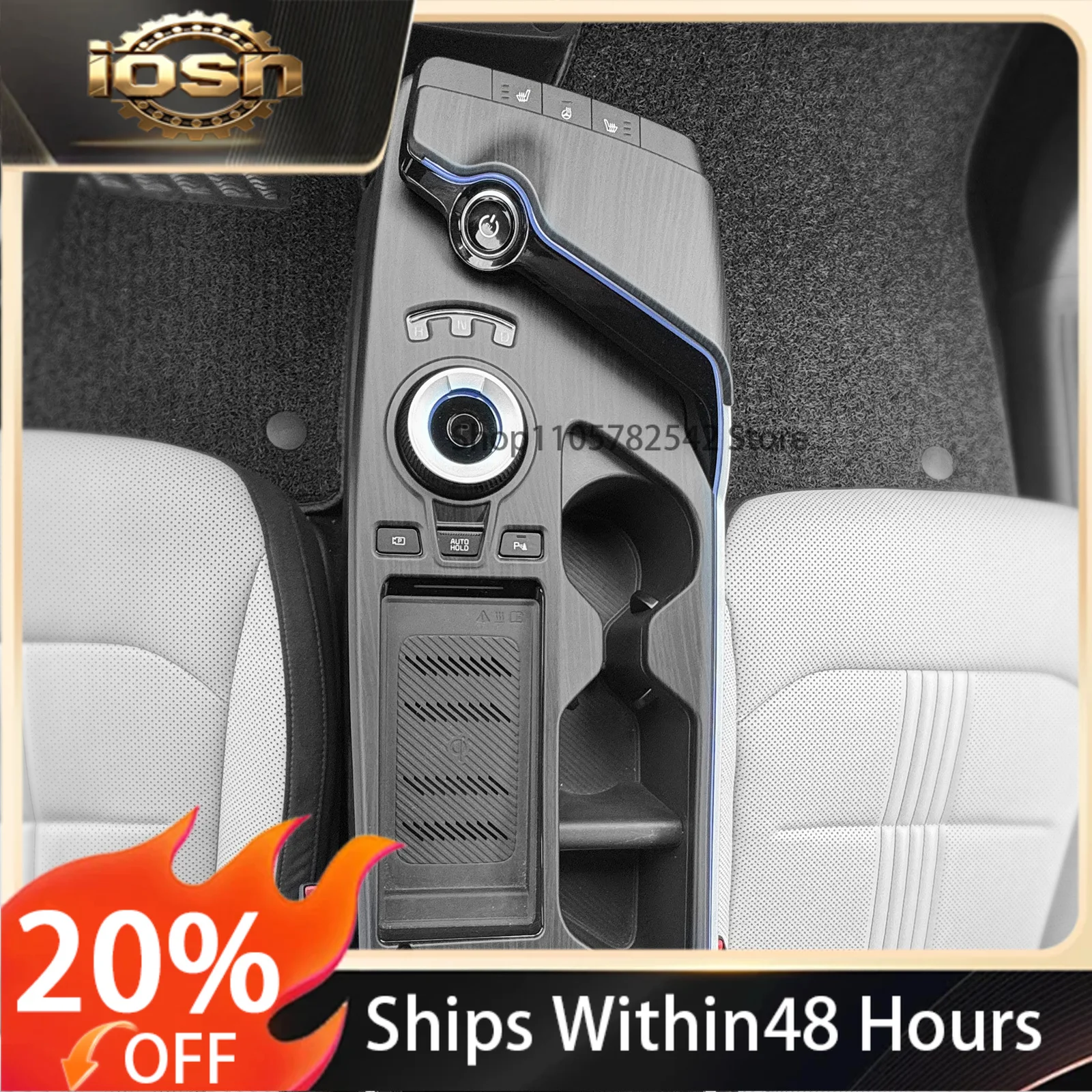 IOSN Matte Wood Grain Style Center Console Panel Sticker Central Control Cover For Kia EV6 2022-2024 Car Interior Accessories
