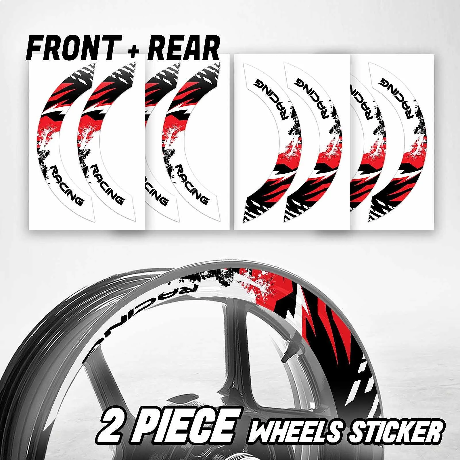 S05W Red 2-Piece Rim Wheel Stickers Decals for Ninja 1000 SX 2011-2019