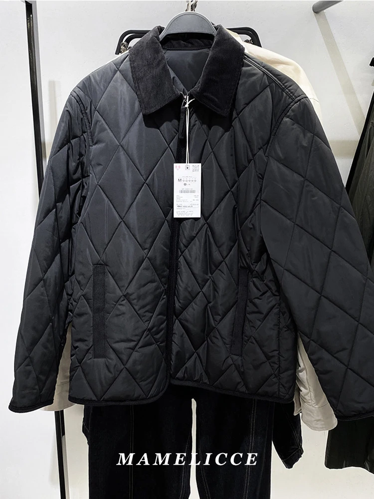 MAMELICCE Original design corduroy turn-down collar Vertical Sewing thread jacket Lightweight Cotton clothes jackets coats tops