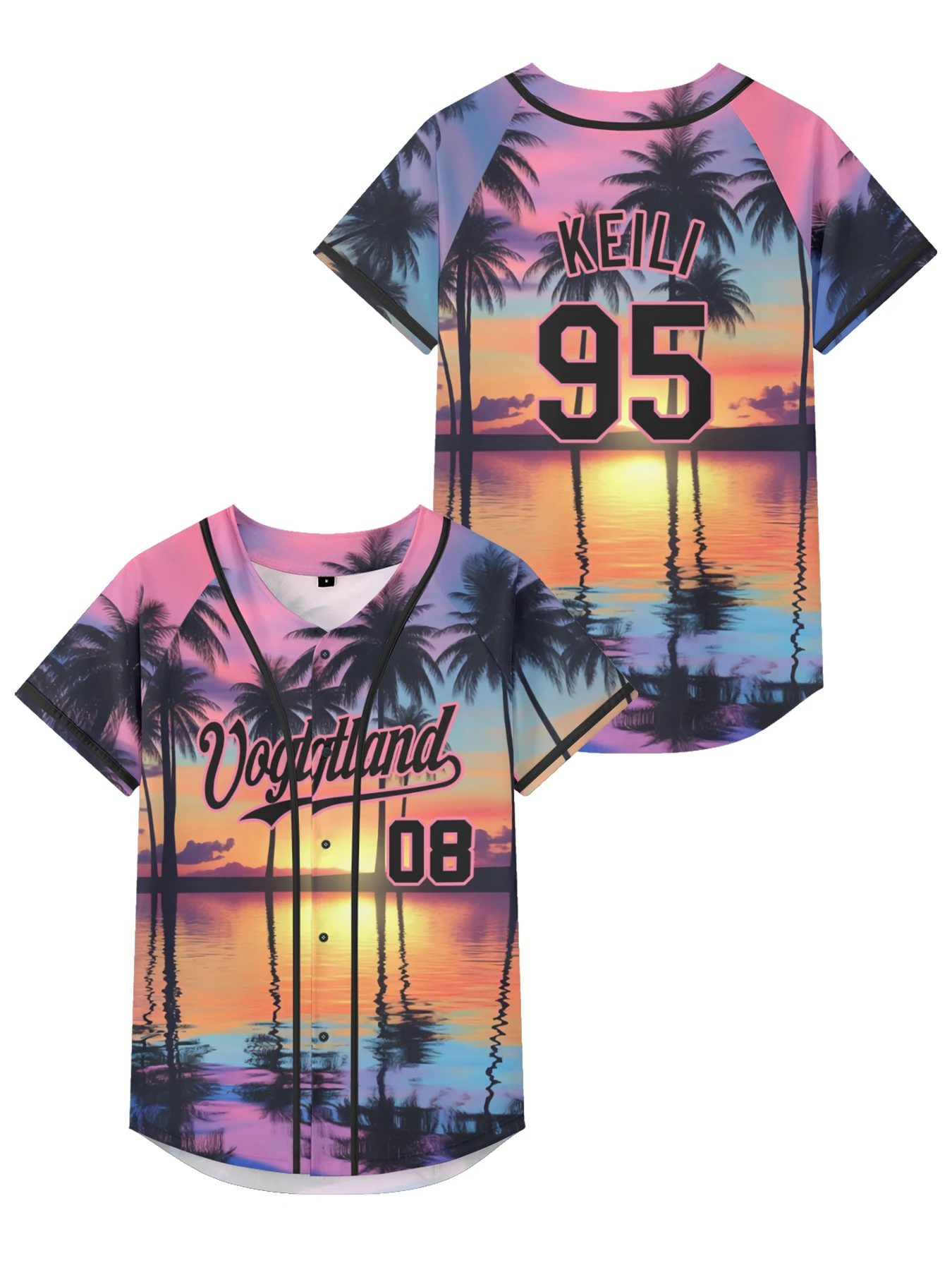 

Casual Men jersey West Coast Jacket Beach Print Baseball jersey REIGNS Number 96 short sleeve button down tops