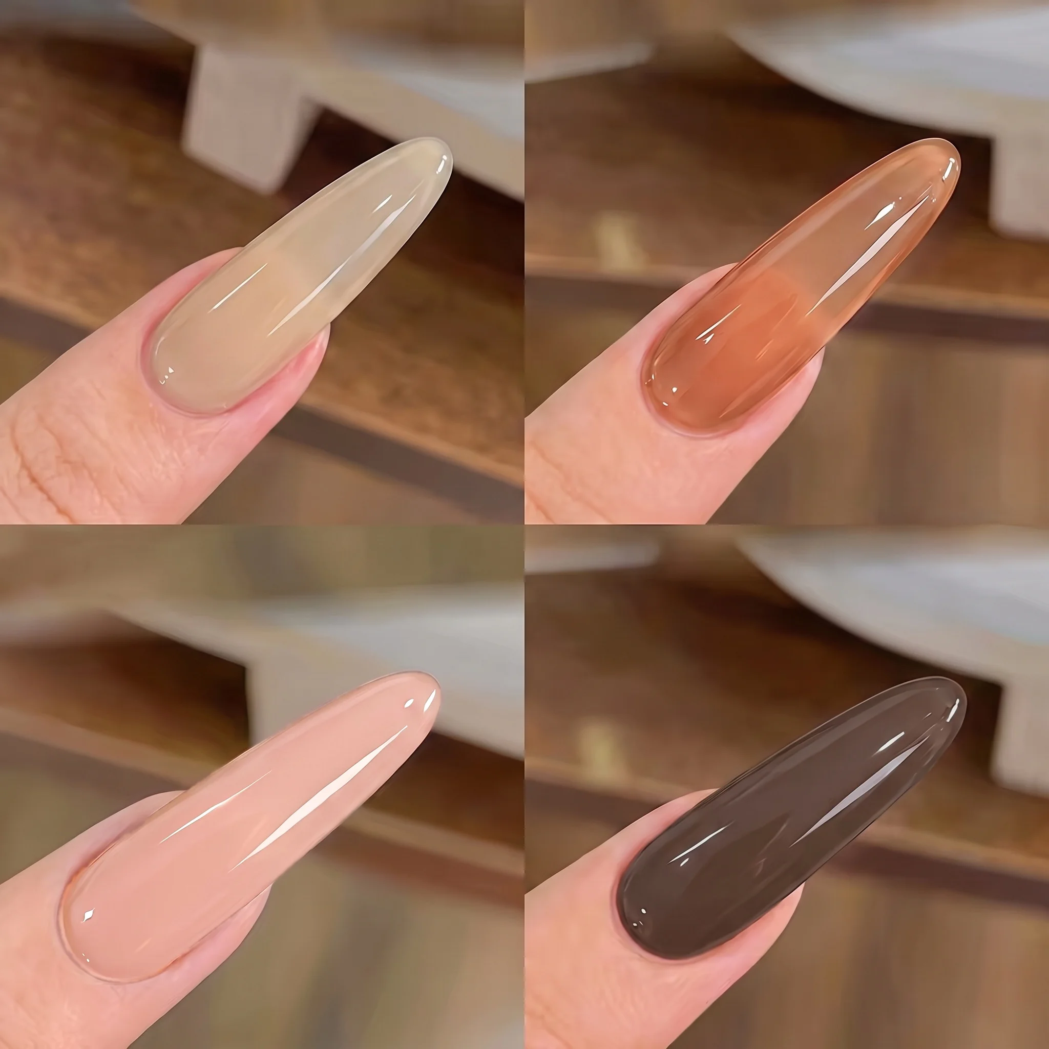Hassleless 4Pcs Maillard Nude Brown Series Nail Gel Polish Set, Simple and High-End, Suitable for Commuting, Autumn and Winter Outfits, Suitable for All Skin Tones, Gentle and Removable Nail Gel, Atmospheric Nail Art,