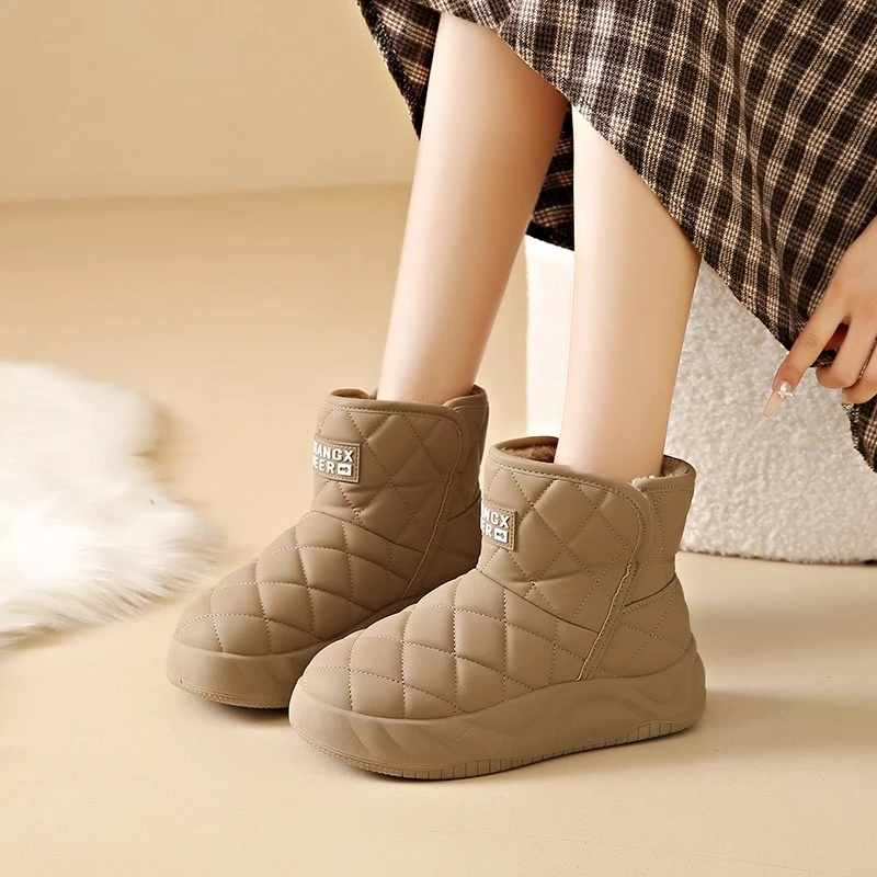 

Женская хлопковая обувь на флисовой подкладке, Нескользящие водонепроницаемые теплые зимние ботинки, новый стиль, осень/зима 2026, популярные в Интернете ботинки