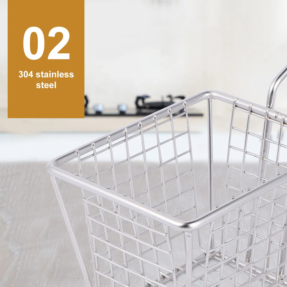 Square Mesh Frying Basket Mini Food Colander Mesh Filter Basket for Potatoes Chips French Fries Perfect for Home Kitchen Cooking