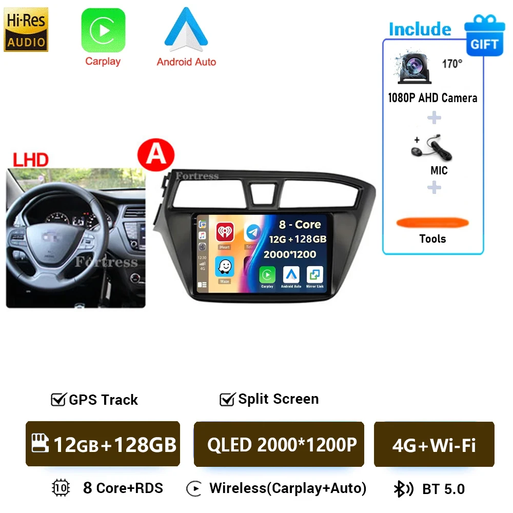 Auto radio voor Hyundai i20 2 II GB 2014 - 2018 Android 16 inch scherm Multimedia autoradio navigatie stereo videospeler Carplay Auto