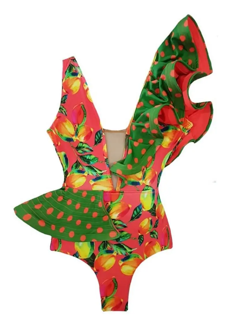 Bañador Sexy de una pieza para mujer, traje de baño con estampado Floral, ropa de playa para verano, 2020