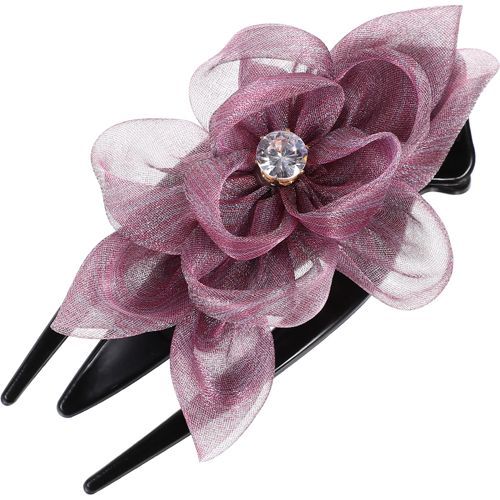 

French Style Hair Clips Decorative Barrettes for Women Thick Hair Rhinestone Ponytail Holders Small Flat Claw Clips Styling