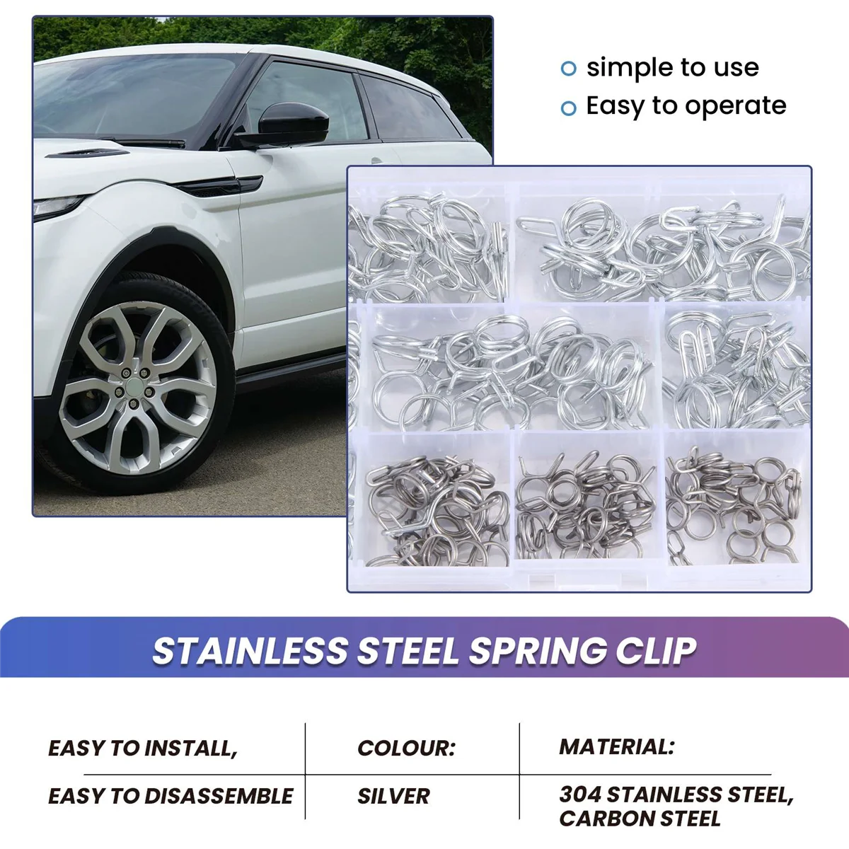 High-end 150Pcs/Set Stainless Steel Spring Clip Hose Clamp Fastener Fuel Line Hose Water Pipe Air Tube Car Plumbing Tools