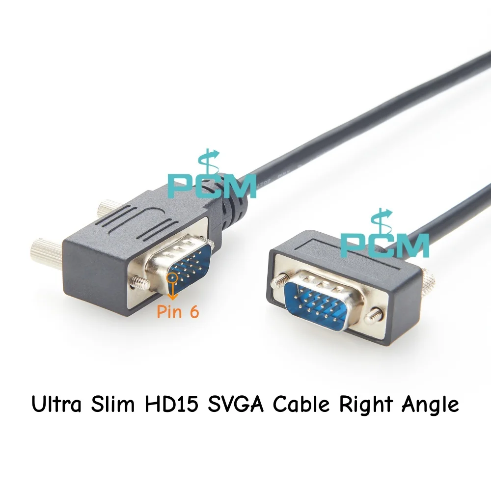 超薄型hd15-svgaケーブル、直角90度vgaビデオケーブル、コンピューターモニター、プロジェクターディスプレイ、pc、産業機器用