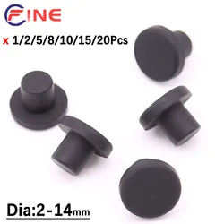 Black Solid Silicone Hole Caps 2-14mm T Type Rubber Seal Stopper Hole Cover Dust-proof Plugs Blanking End Caps