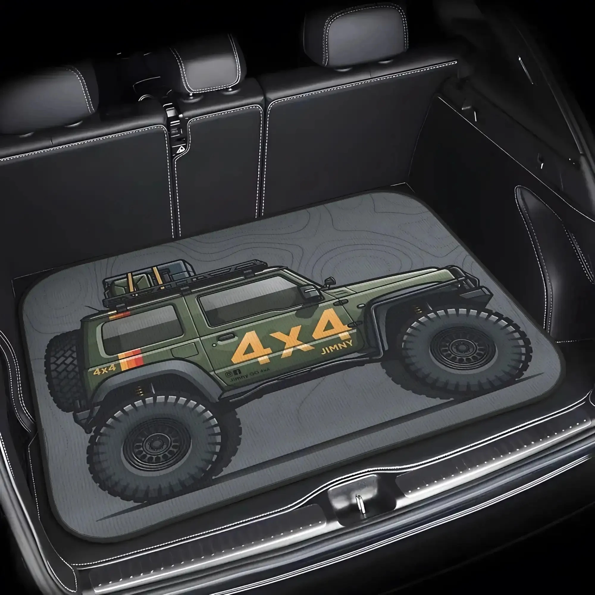 VIKAMA Off-Road Trunk Mat—Dirt-Resistant, Non-Slip, Universal Fit Rear Trunk Protector and Interior Decorative Mat