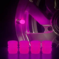 Car Pink Red Luminous Tire Valve Cap Motorcycle Bike Wheel Hub Glowing Valve Cover Tire Decoration Auto Styling Tyre Accessories