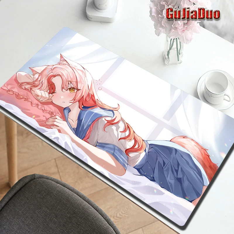 

80x40 Charm Sexy Fox Girl Mange Mouse Pad PC Laptop Play Mat Gaming Room Accessories Kawaii Anime Mousepad for Gamer Cabinet Rug