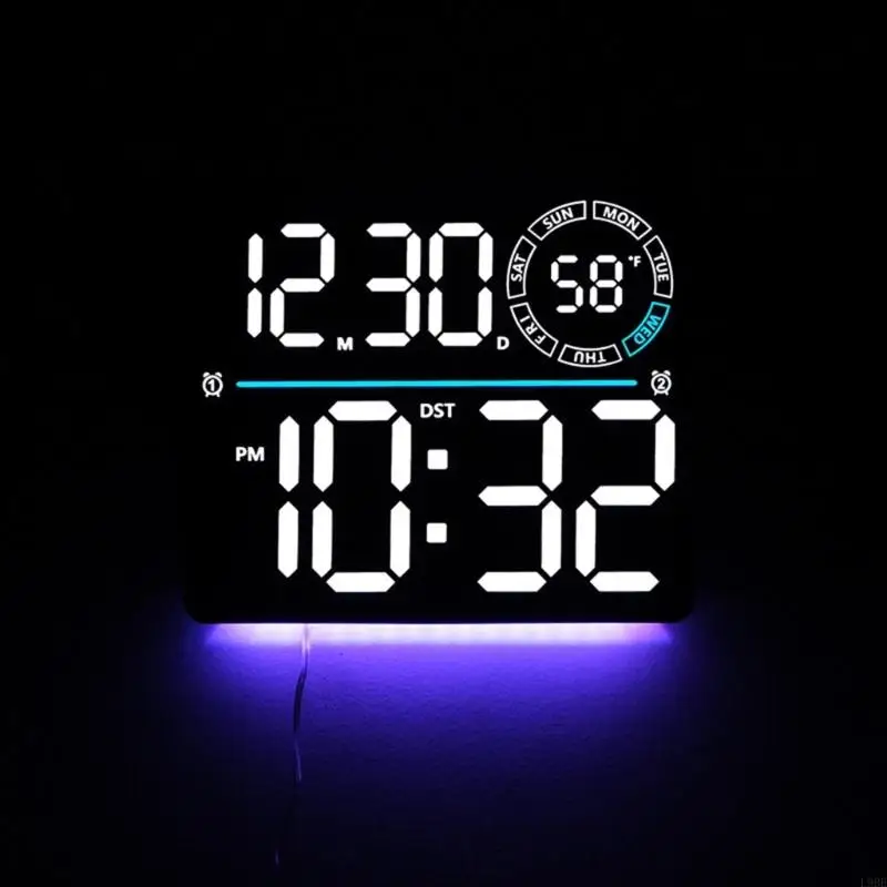 L9BE LED Display Digital Wall Clock with Remote Control for Bedroom and Living Room