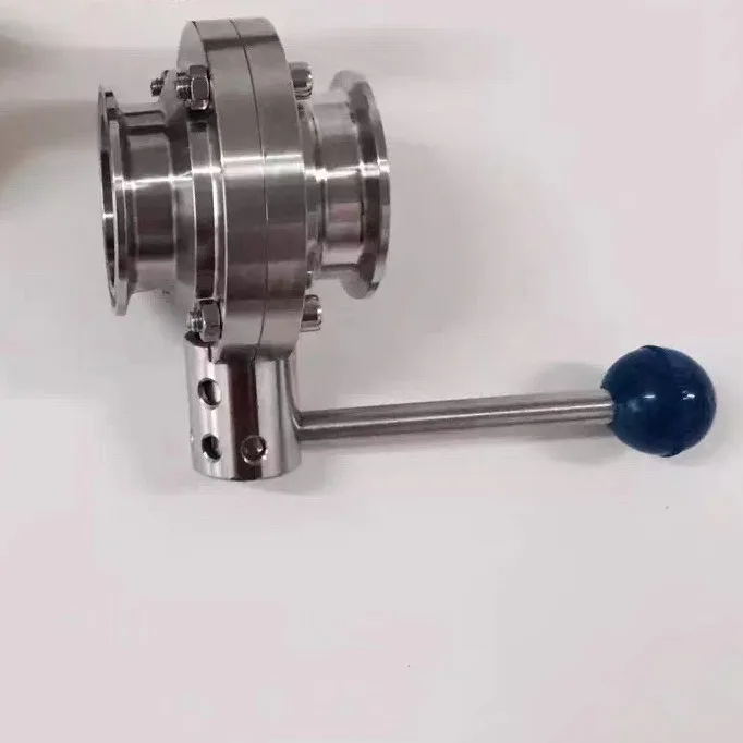 صمام فراشة يدوي سريع التحميل من الفولاذ المقاوم للصدأ درجة صحية 304 مقبض قضيب ربط ناعم #5