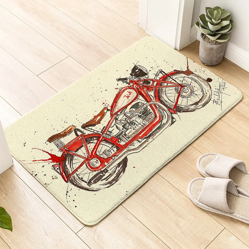 Living Room Bathroom Rug D-Jawa Motorcycle Corridor Carpet for Kitchen Entrance Door Doormat Hallway Porch Foot Mat Non-slip