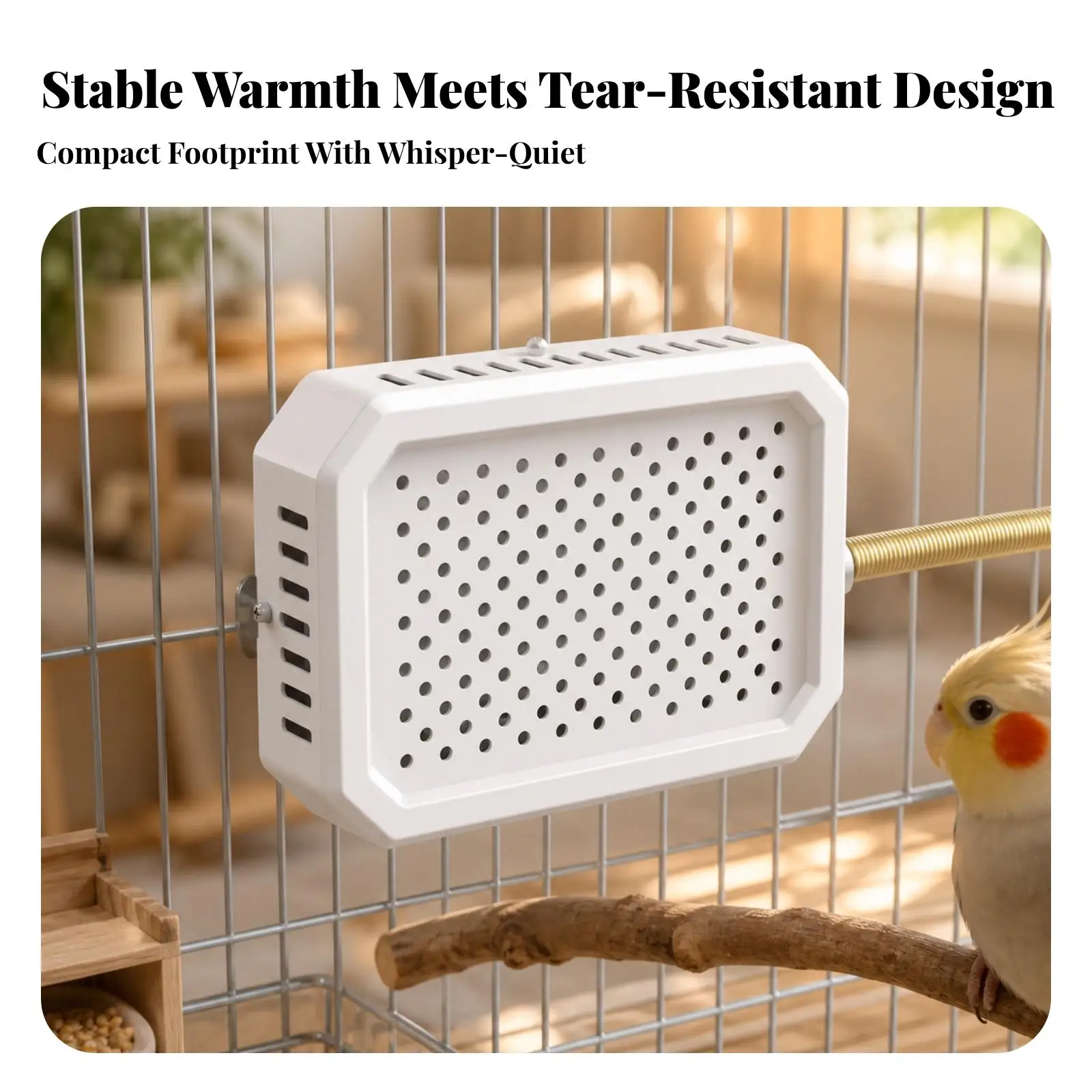 Compact Bird Heater for Parrots Aviary Warming Device with Iron Cage Mount Safe Indoor Heat Source for Birds