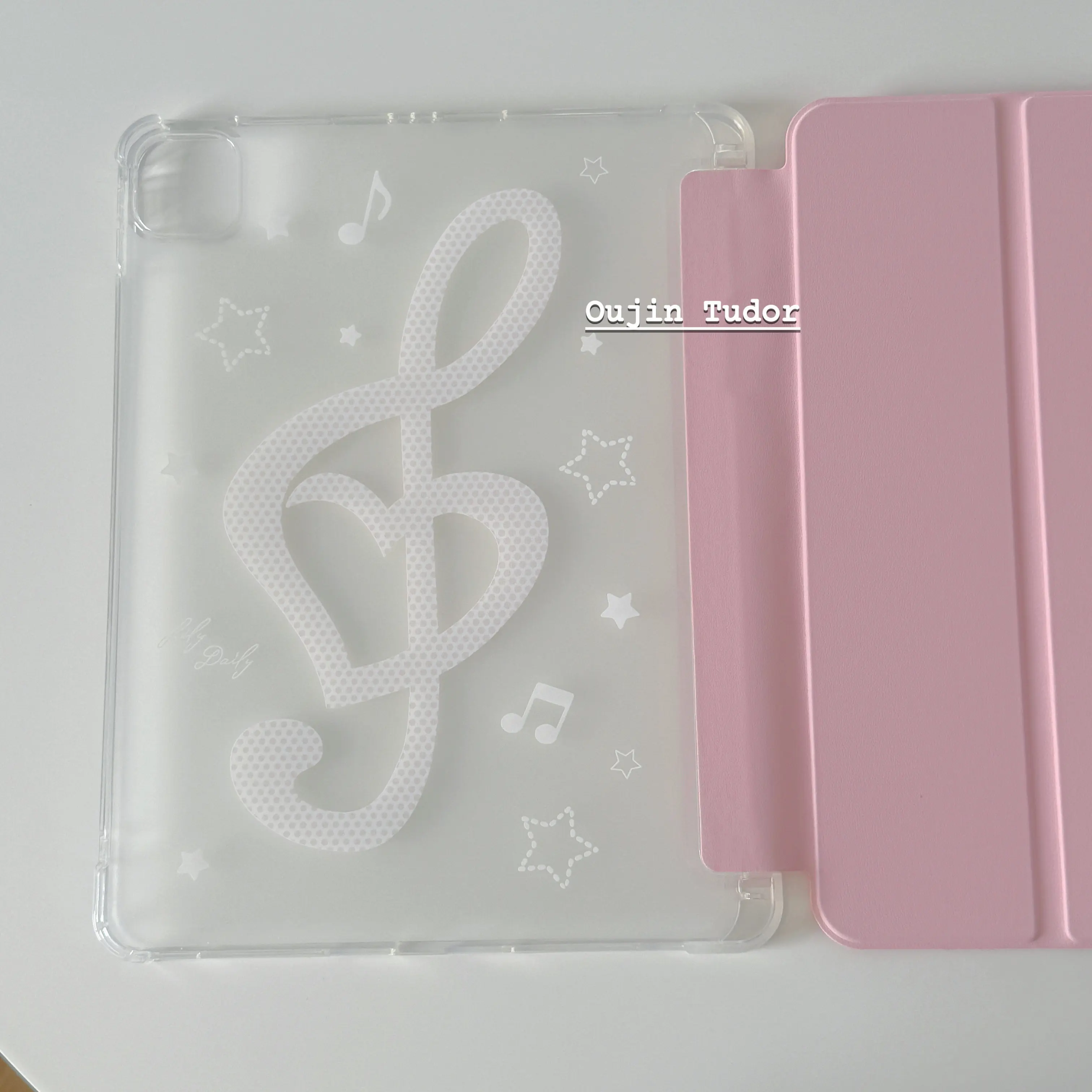 Music Notes Pink Polka Dot Y2K Tablet Case For iPad Pro 11 13 M2 M4 M3 10.2 5/6th 7/8/9/10/11th Mini 6 7 Air 3 4 5 6 Stand Cover