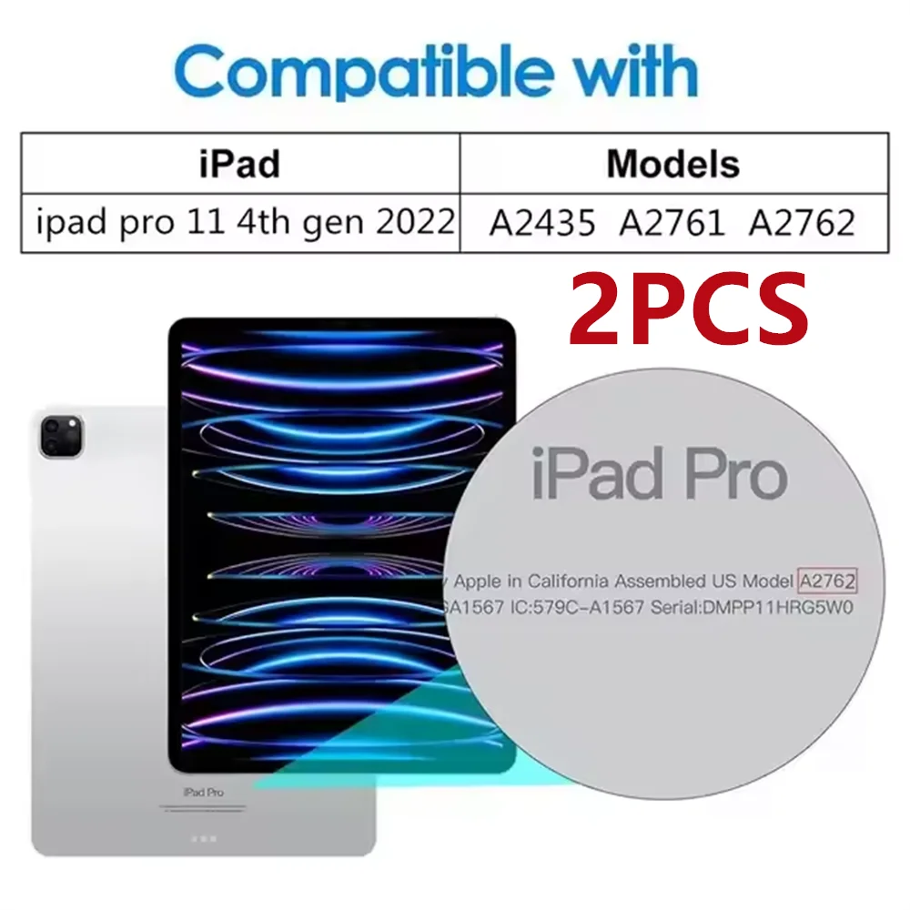 2 Stück 9H gehärtetes Glas Displayschutzfolie für iPad A16 10.2 9.7 10. 5 10.9 Pro 11 iPad 10 9 8 7 6 5 Air 4 3 2 Mini 2020 2021 2022