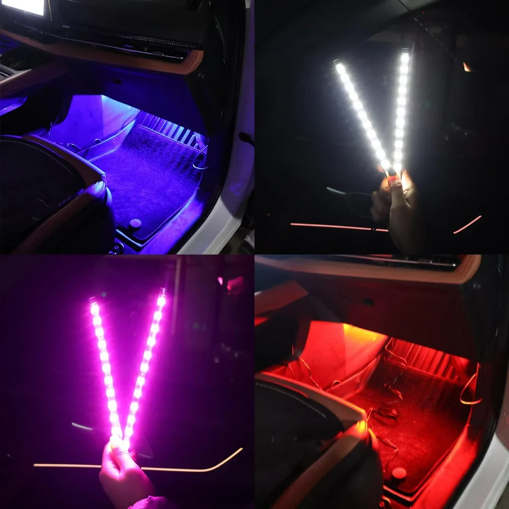 USB Car LED Strip Light Interior Atmosphere Lamp 12 LED Footwell Backlight Ambient Lighting Auto Decorative Accessories 22.5cm view 3