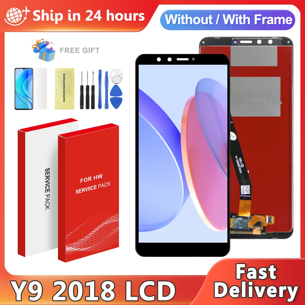 New LCD For Huawei Y9 2018 FLA-LX1 LX2 LX3 L22 AL00 LCD Display Touch Screen Digitizer Assembly Enjoy 8 Plus Screen Replacement