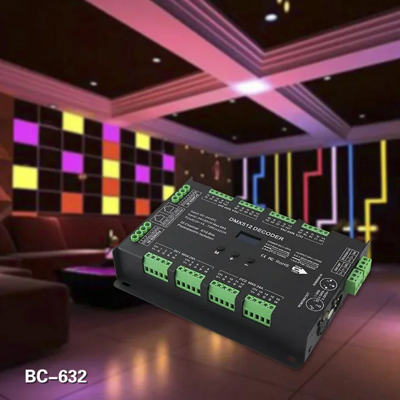 Imagem -02 - Bincolor-dc Led Decodificador Controlador para Cor Única ct Rgb Rgbw Luzes de Tira Led Bc632 cv 32 ch Dmx 5v24v 3a x 32ch Dmx512