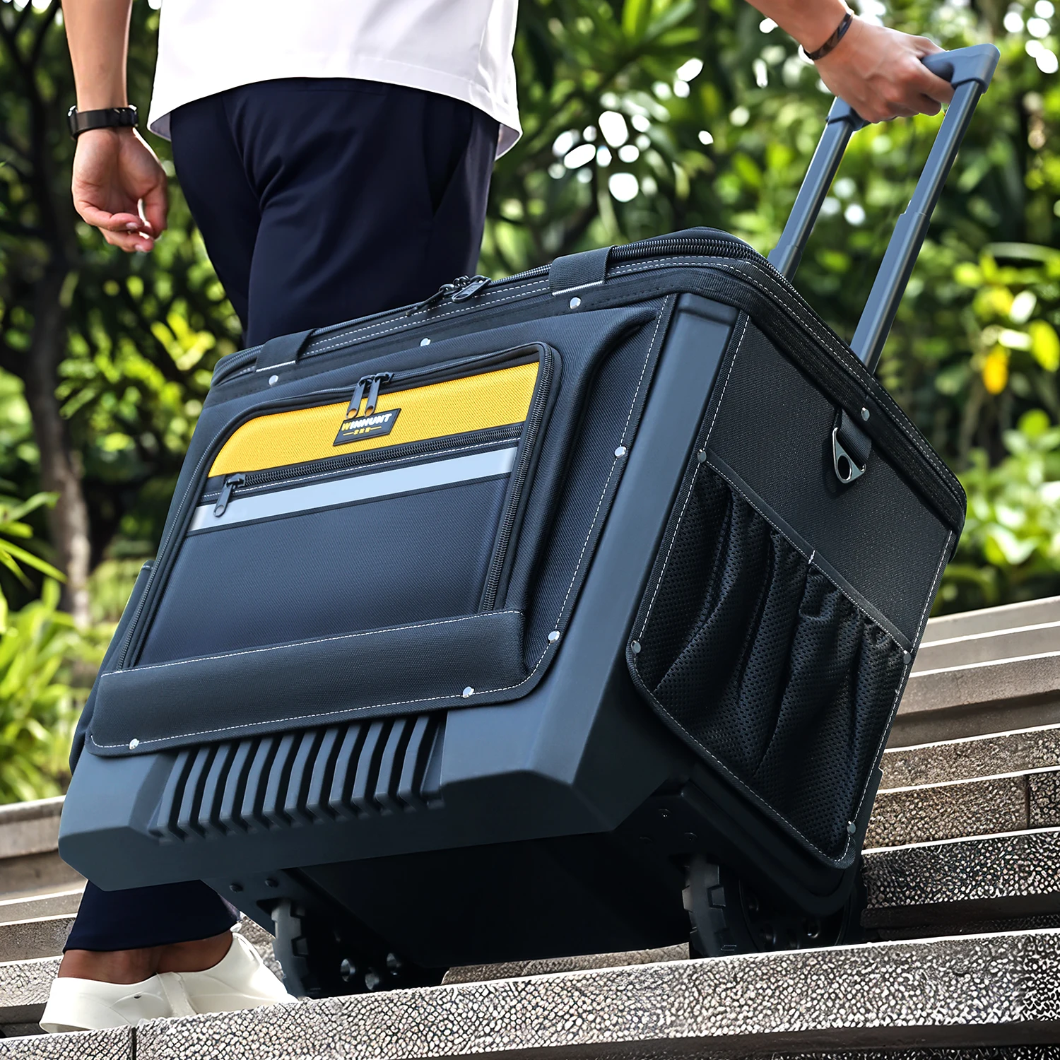 Rolling Tool Bag with Wheels, Portable Storage Organizer Rolling Tote, for Electrician, Construction, Men, Women
